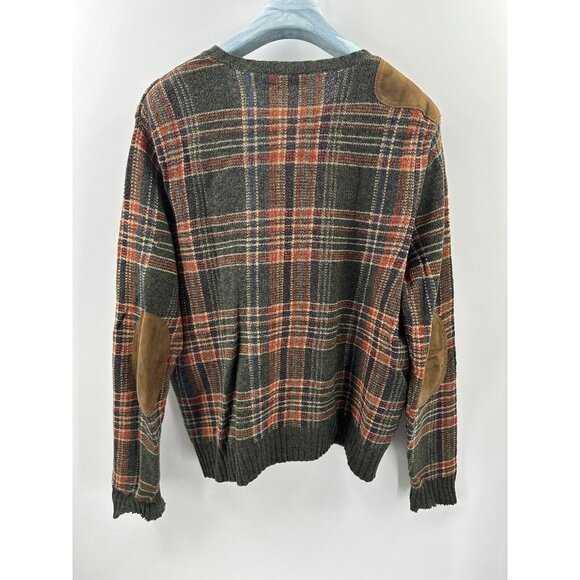 Ralph Lauren Purple Label Wool Tartan Leather Patch Hunting Field Sweater L (F4) - Picture 9 of 13